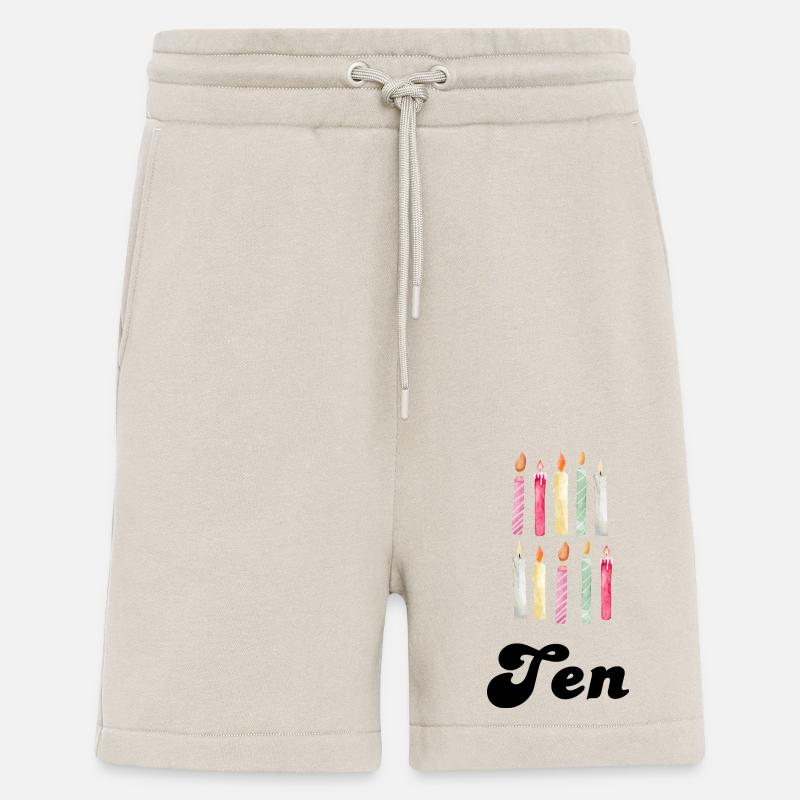 10e anniversaire bougie - Short bio décontracté fabriqué en UE - WARM CLAY
