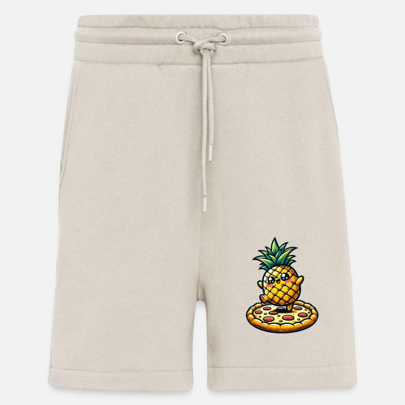 Kawaii Pineapple Dancing on Pizza - Shorts - made by SPREAD - WARM CLAY