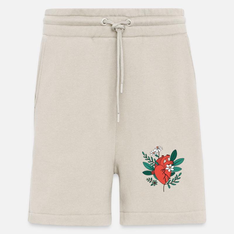 Coeur anatomique en fleur florale - Short bio décontracté fabriqué en UE - WARM CLAY