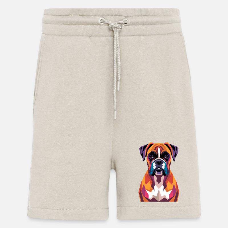 Farbenfroher geometrischer Boxerhund - Shorts - made by SPREAD - WARM CLAY