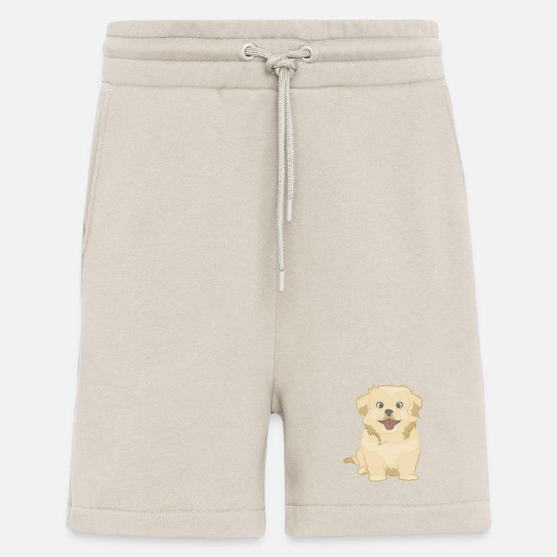 Chien mignon comme illustration - Short bio décontracté fabriqué en UE - WARM CLAY