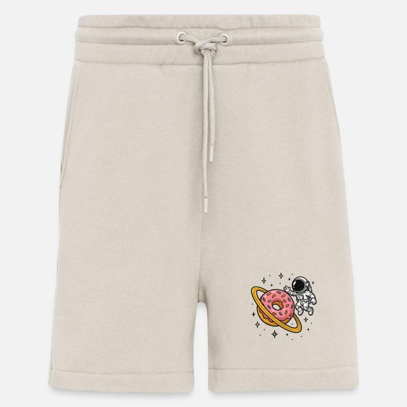 Astronaute de l’espace avec Donut Planet - Short bio décontracté fabriqué en UE - WARM CLAY