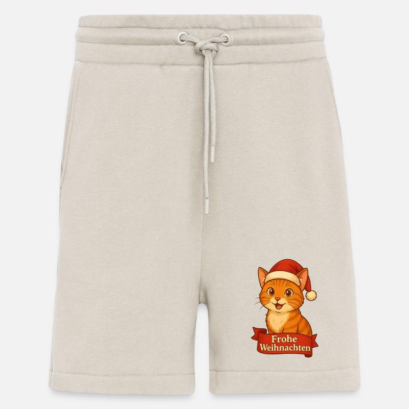 Katzenweihnachtskater mit Santa-Hut - Shorts - made by SPREAD - WARM CLAY