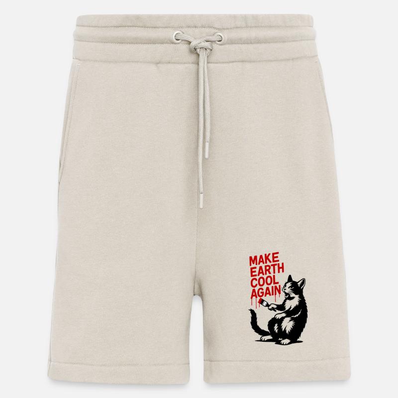 Make Earth Cool Again Wolf Print - Shorts - made by SPREAD - WARM CLAY