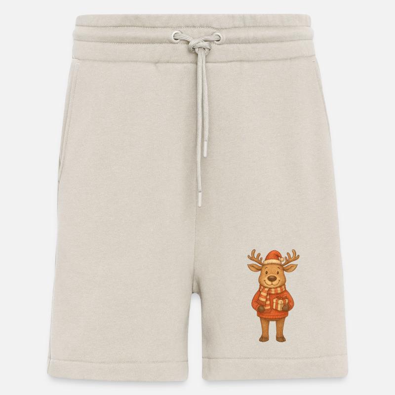 Mignons rennes de Noël avec cadeau - Short bio décontracté fabriqué en UE - WARM CLAY