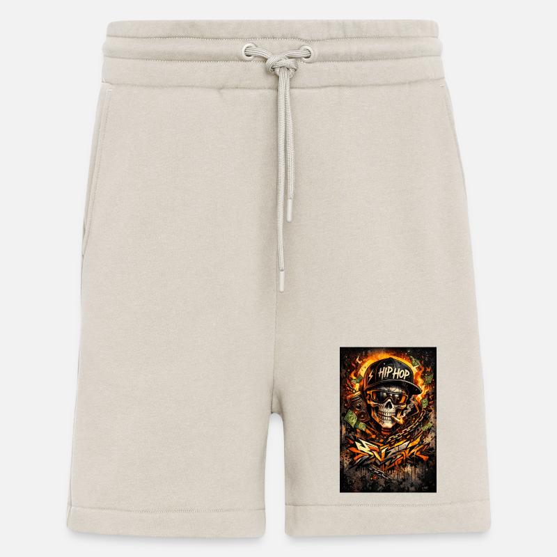 Hip Hop Fire Skull Graffiti - Short bio décontracté fabriqué en UE - WARM CLAY