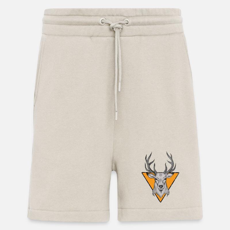 Deer head in orange triangle - Shorts - made by SPREAD - WARM CLAY