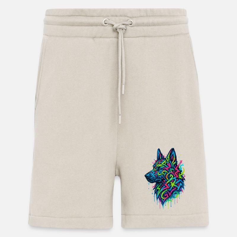 Deutscher Schäferhund-Pop-Art, buntes Hundeeichhörnchen - Shorts - made by SPREAD - WARM CLAY
