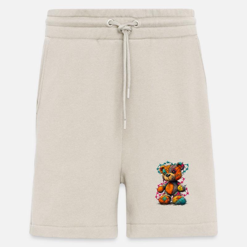 Patchwork Teddybär mit Neonfäden - Shorts - made by SPREAD - WARM CLAY