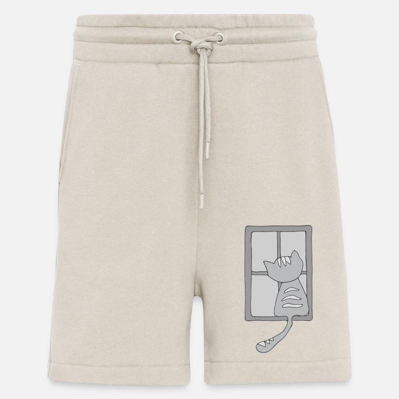 Cat at the window gray - Shorts - made by SPREAD - WARM CLAY