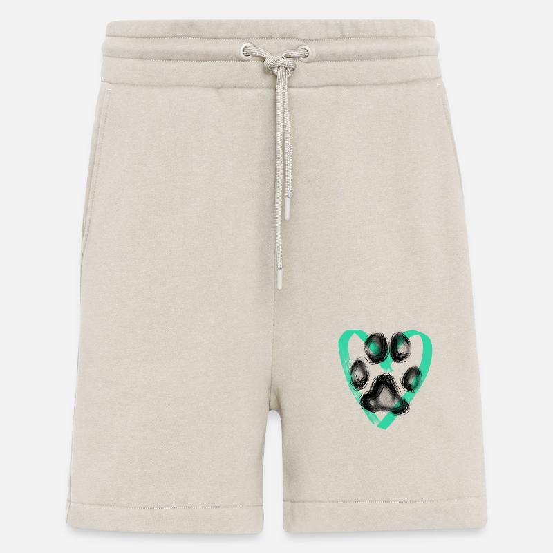 Paw print with heart, turquoise - Shorts - made by SPREAD - WARM CLAY