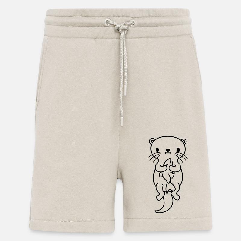 faim d’otter mange du poisson - Short bio décontracté fabriqué en UE - WARM CLAY