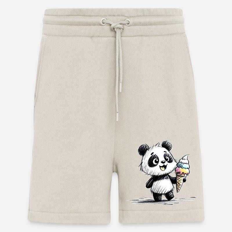 Panda avec glace - Short bio décontracté fabriqué en UE - WARM CLAY