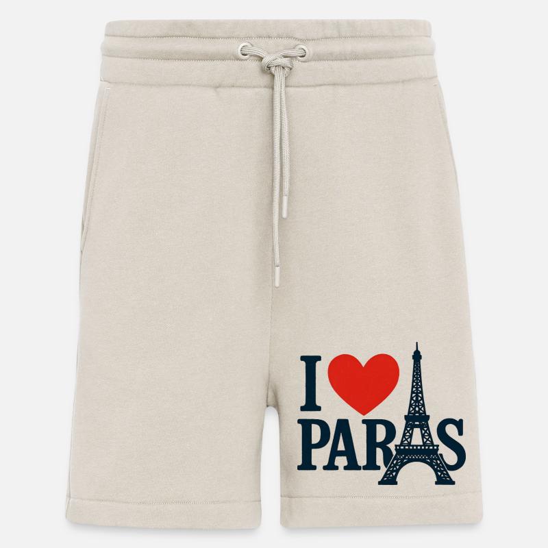 I Love Paris Eiffel Heart - Short bio décontracté fabriqué en UE - WARM CLAY