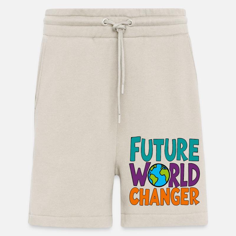 Future World Changer - Globus-Spruch - Shorts - made by SPREAD - WARM CLAY