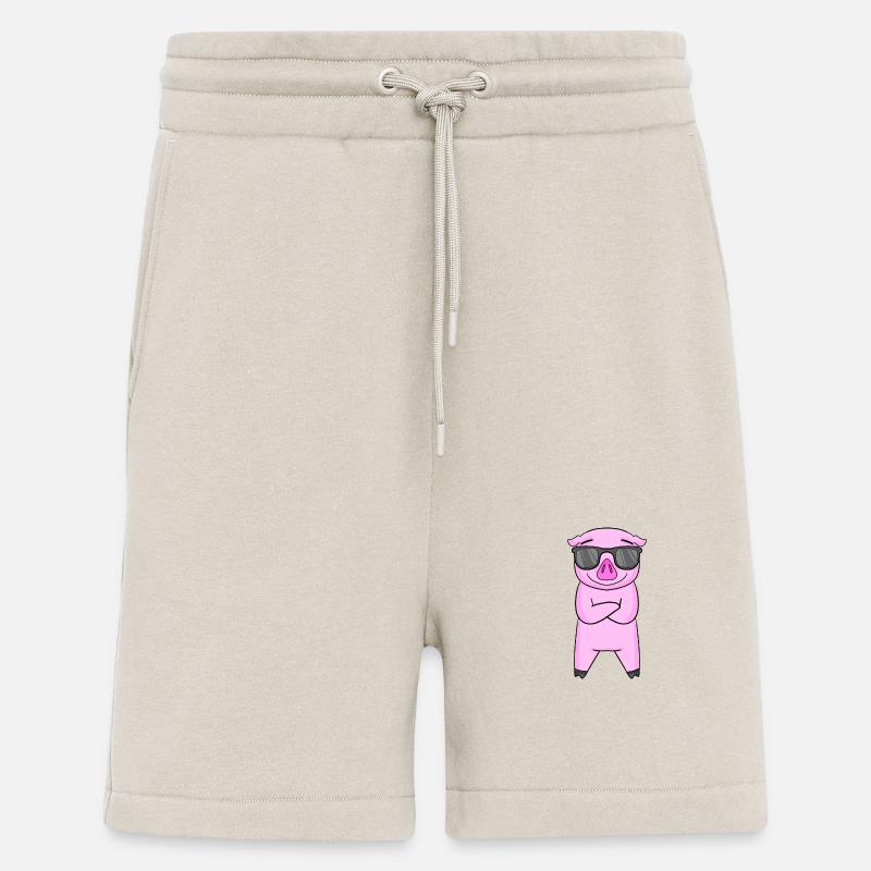 Cochon avec lunettes de soleil - Short bio décontracté fabriqué en UE - WARM CLAY