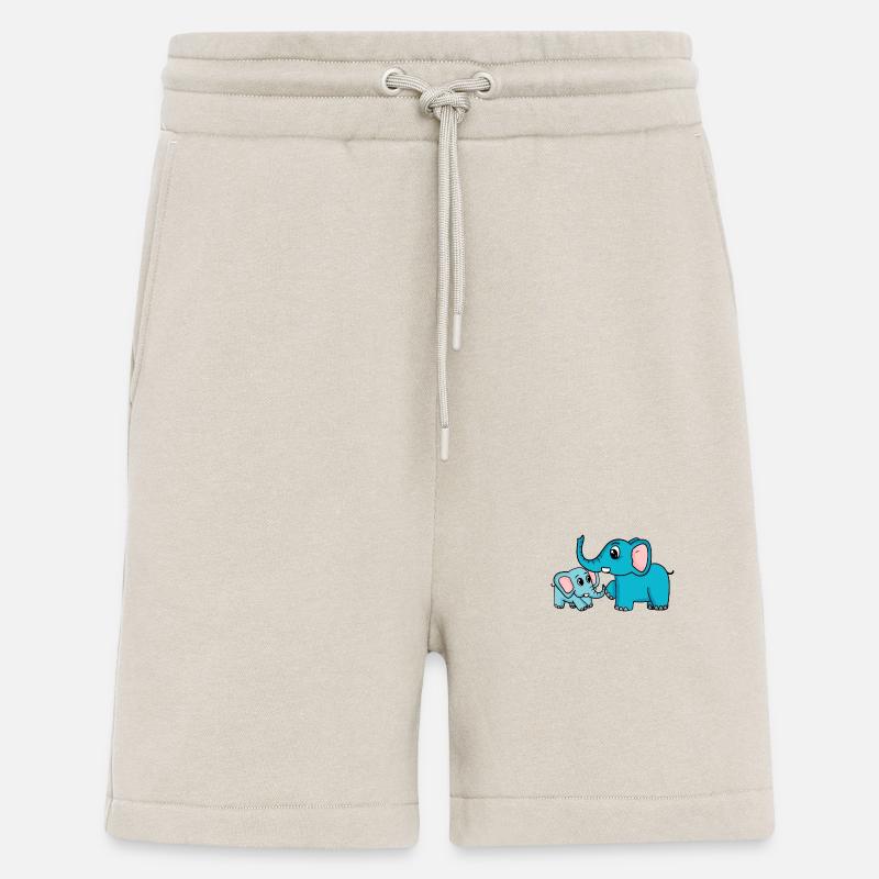 Eléphant avec bébé éléphant - Short bio décontracté fabriqué en UE - WARM CLAY