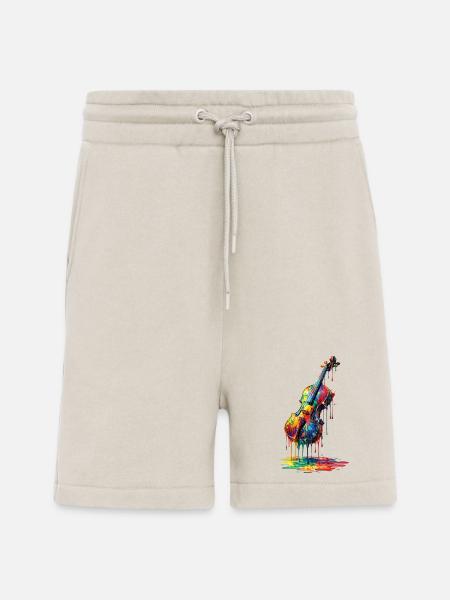 Violin med dryppende maling - Organic relaxed shorts made in EU - WARM CLAY