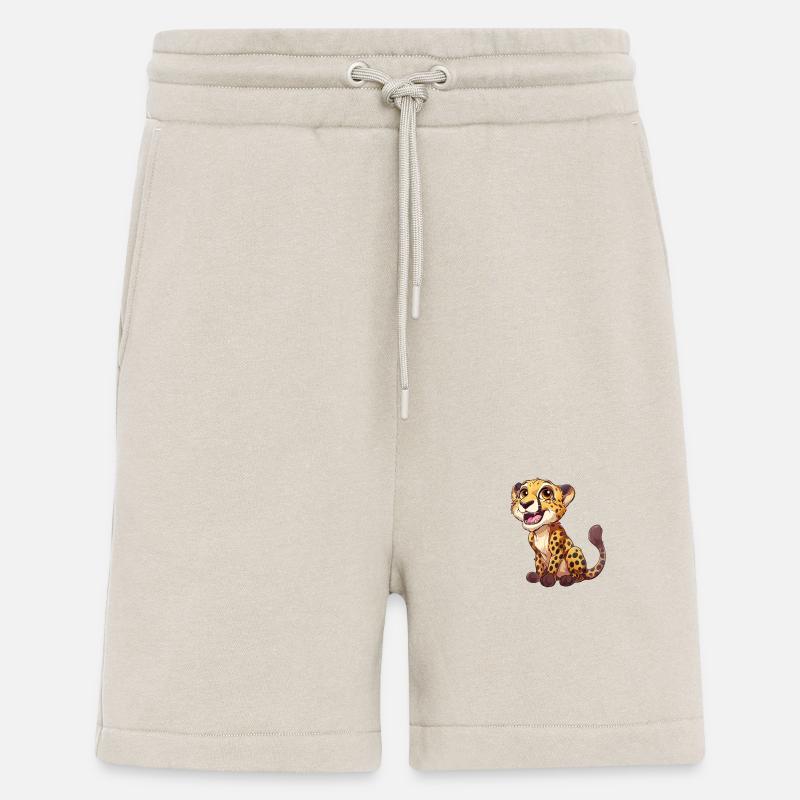 Mignon jeune guépard souriant - Short bio décontracté fabriqué en UE - WARM CLAY