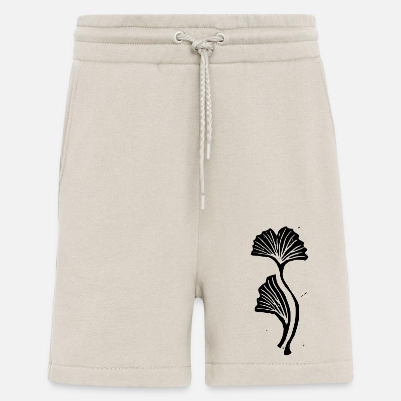 Schwarz-weißer Linoldruck Gingkoblatt - Shorts - made by SPREAD - WARM CLAY