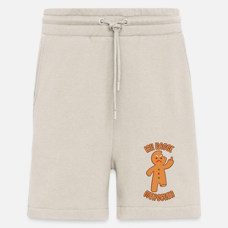 Lebkuchenmann Mittelfinger Ich hasse Menschen - Shorts - made by SPREAD - WARM CLAY