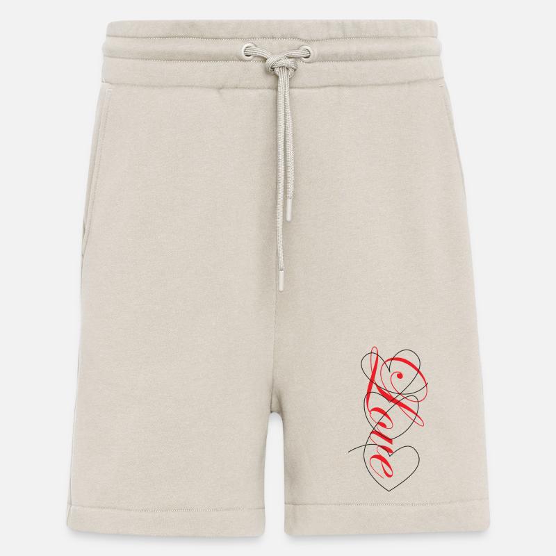 Herzschrift Love: Rote Scriptherzen - Shorts - made by SPREAD - WARM CLAY