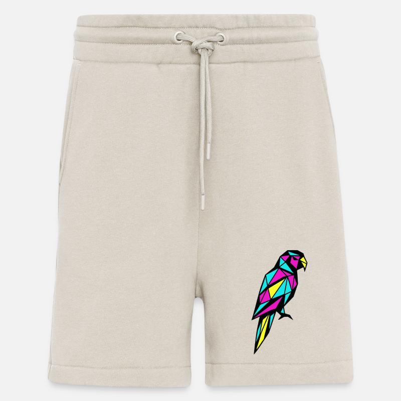 Perroquet géométrique low poly CMJN oiseau - Short bio décontracté fabriqué en UE - WARM CLAY