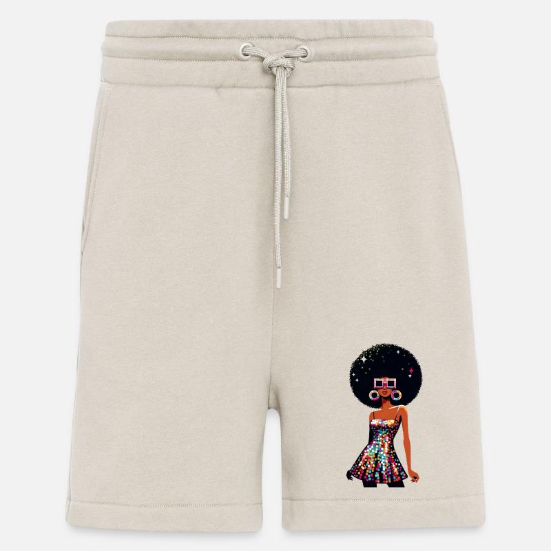 Disco Afro Glam Sequins Design - Short bio décontracté fabriqué en UE - WARM CLAY