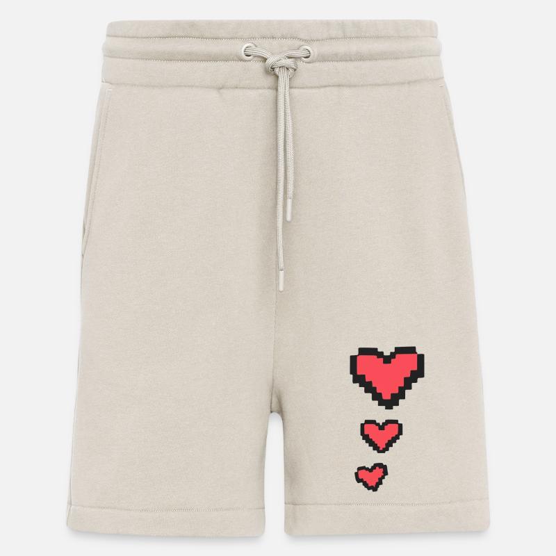 Indicateur de vie 3 Pixels Hearts Retro Gamer 8-Bits - Short bio décontracté fabriqué en UE - WARM CLAY