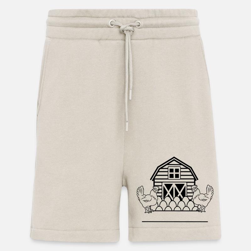Chicken farm monogram with two chickens - Shorts - made by SPREAD - WARM CLAY