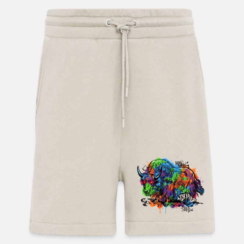 Rainbow Yak Graffiti Pattern - Shorts - made by SPREAD - WARM CLAY