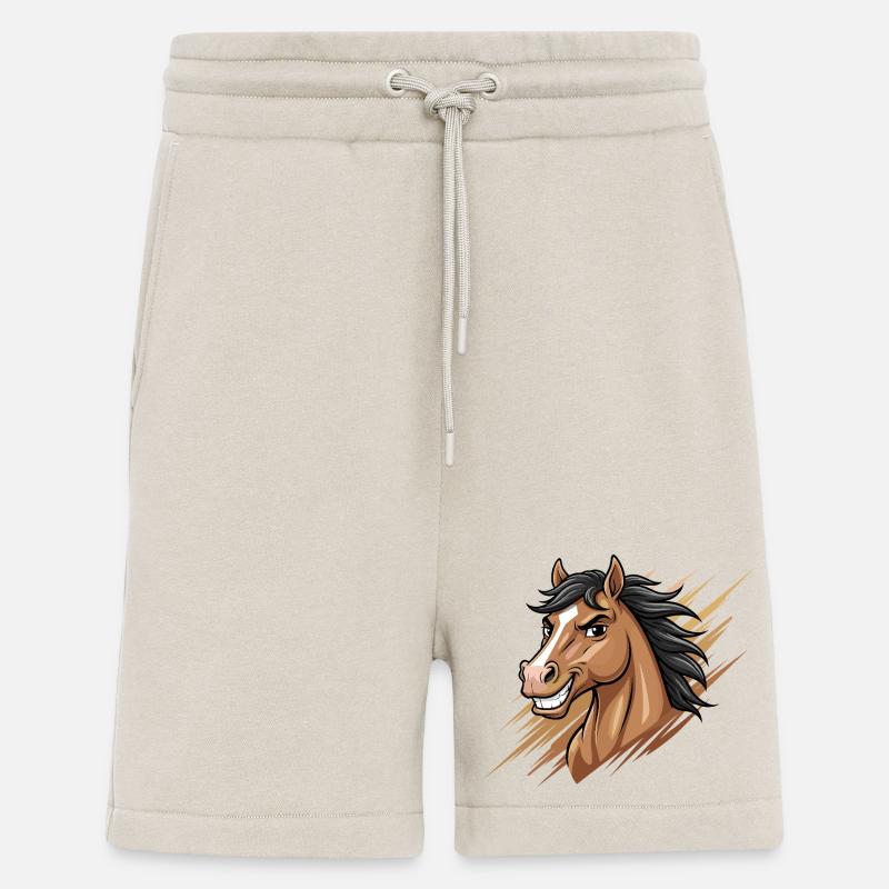Dynamischer Cartoon-Pferdekopf - Shorts - made by SPREAD - WARM CLAY