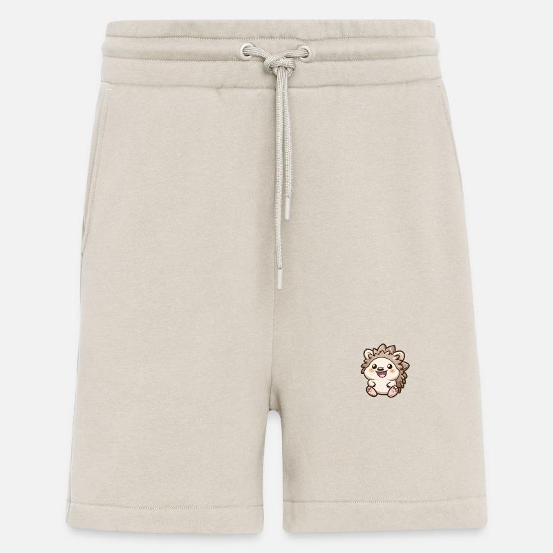 Motif de hérisson souriant mignon - Short bio décontracté fabriqué en UE - WARM CLAY