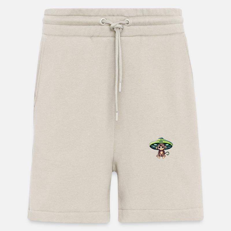 Alien-UFO und sitzender Schimpanse - Shorts - made by SPREAD - WARM CLAY