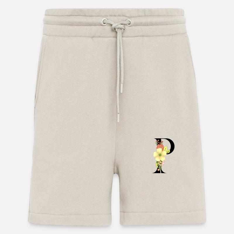 Eleganter Buchstabe 'P' mit Blumen - Shorts - made by SPREAD - WARM CLAY