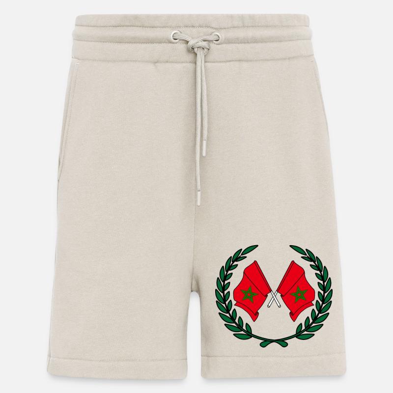 Drapeaux Maroc en couronne de laurier - Short bio décontracté fabriqué en UE - WARM CLAY