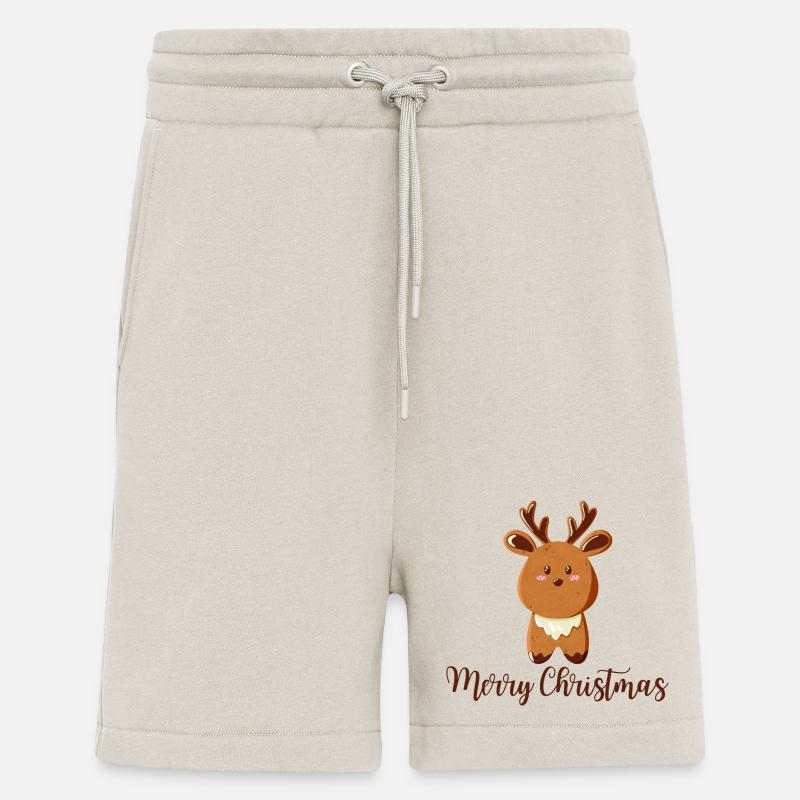 Renne pour Noël - Joyeux Noël - Short bio décontracté fabriqué en UE - WARM CLAY