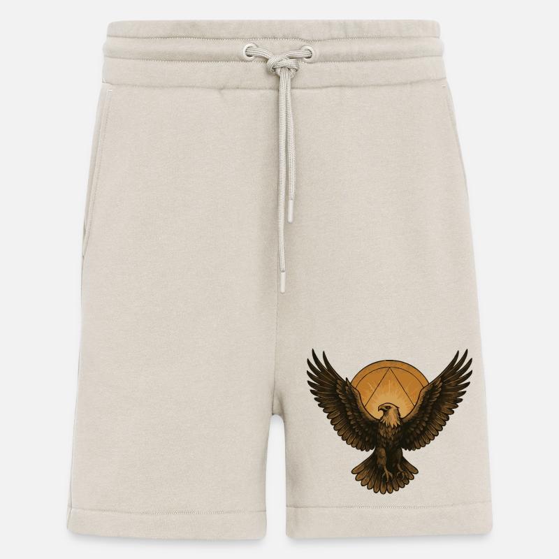 Aigle dans le cercle du soleil - Short bio décontracté fabriqué en UE - WARM CLAY