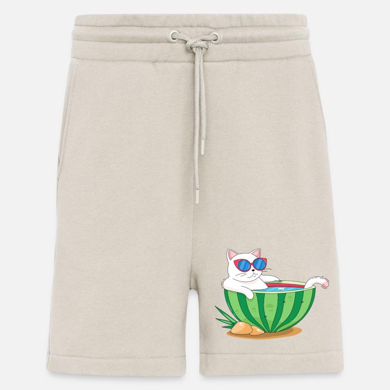 Chat et pastèque - Short bio décontracté fabriqué en UE - WARM CLAY
