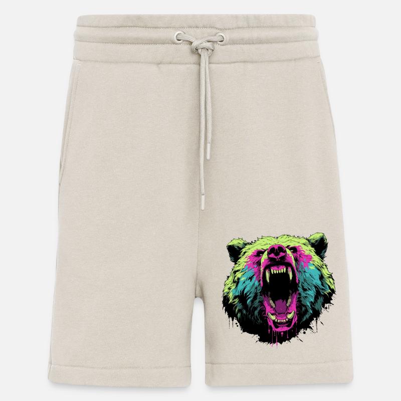 Wütender Bär im Pop-Art-Stil - Shorts - made by SPREAD - WARM CLAY