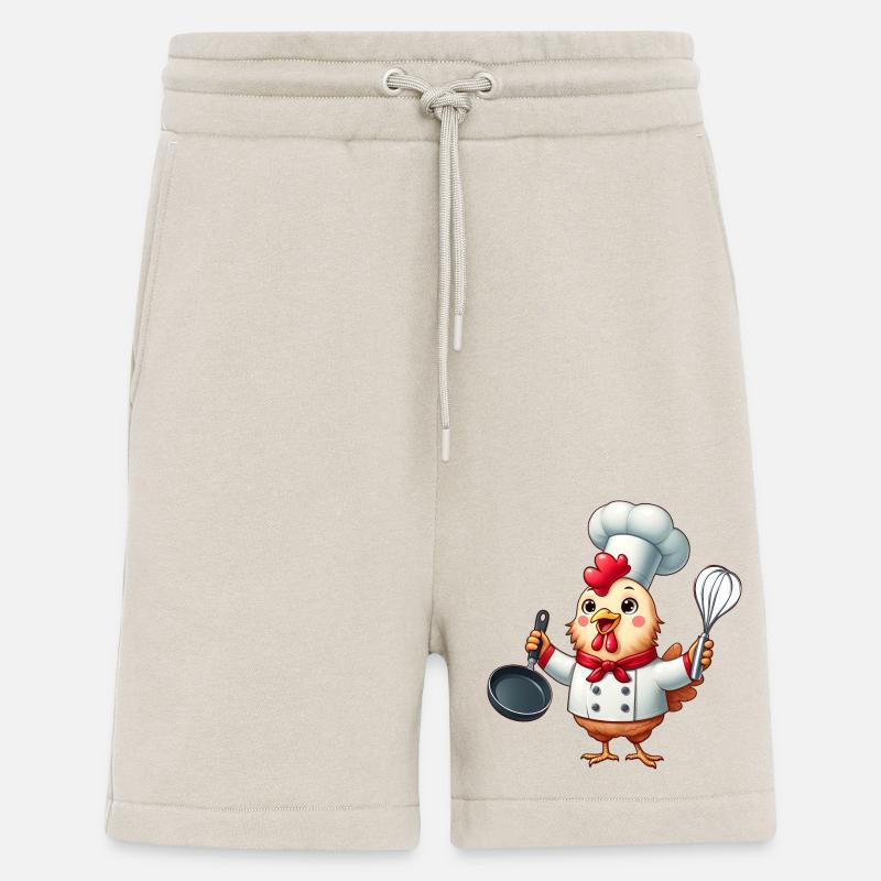 Chef coq préparant la nourriture - Short bio décontracté fabriqué en UE - WARM CLAY