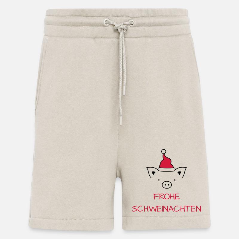 Joyeux Noël Cochon I Joyeux Schweinachten - Short bio décontracté fabriqué en UE - WARM CLAY