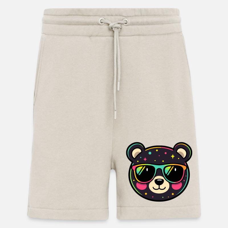 Panda néon polychrome avec lunettes - Short bio décontracté fabriqué en UE - WARM CLAY