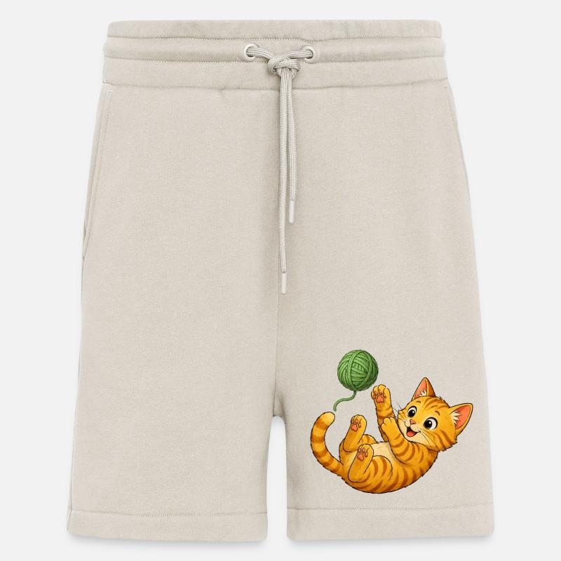 Kitten playing with wool - Shorts - made by SPREAD - WARM CLAY