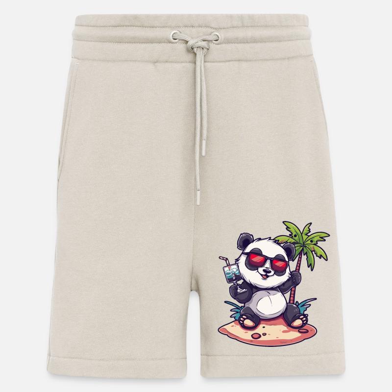 Panda Summer Beach Bande dessinée - Short bio décontracté fabriqué en UE - WARM CLAY