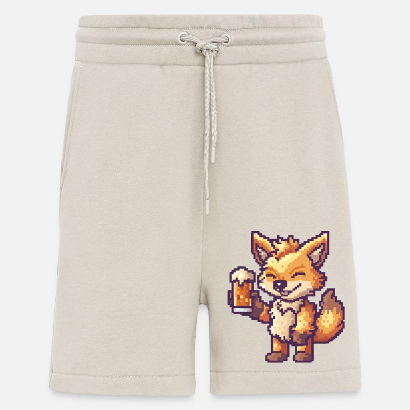 loup bière pixel - Short bio décontracté fabriqué en UE - WARM CLAY