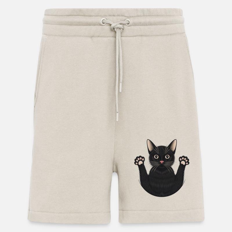 Mit Faden bestickte Katze - Shorts - made by SPREAD - WARM CLAY