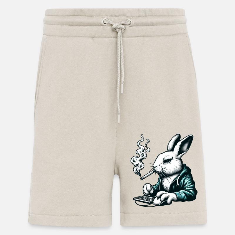Lapin Nerd Drôles D’animaux - Short bio décontracté fabriqué en UE - WARM CLAY