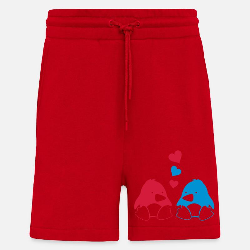 Penguins in Love 002 - Shorts - made by SPREAD - red