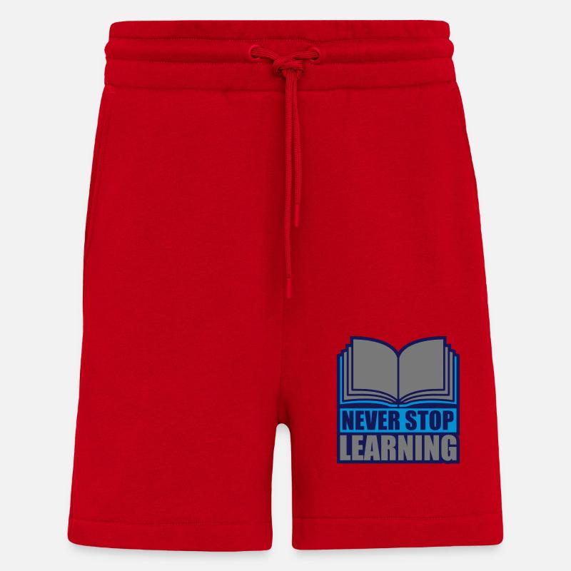 never stop learning quote - Shorts - made by SPREAD - red
